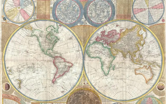 1794 Samuel Dunn Wall Map of the World in Hemispheres   Geographicus   World2 dunn 1794