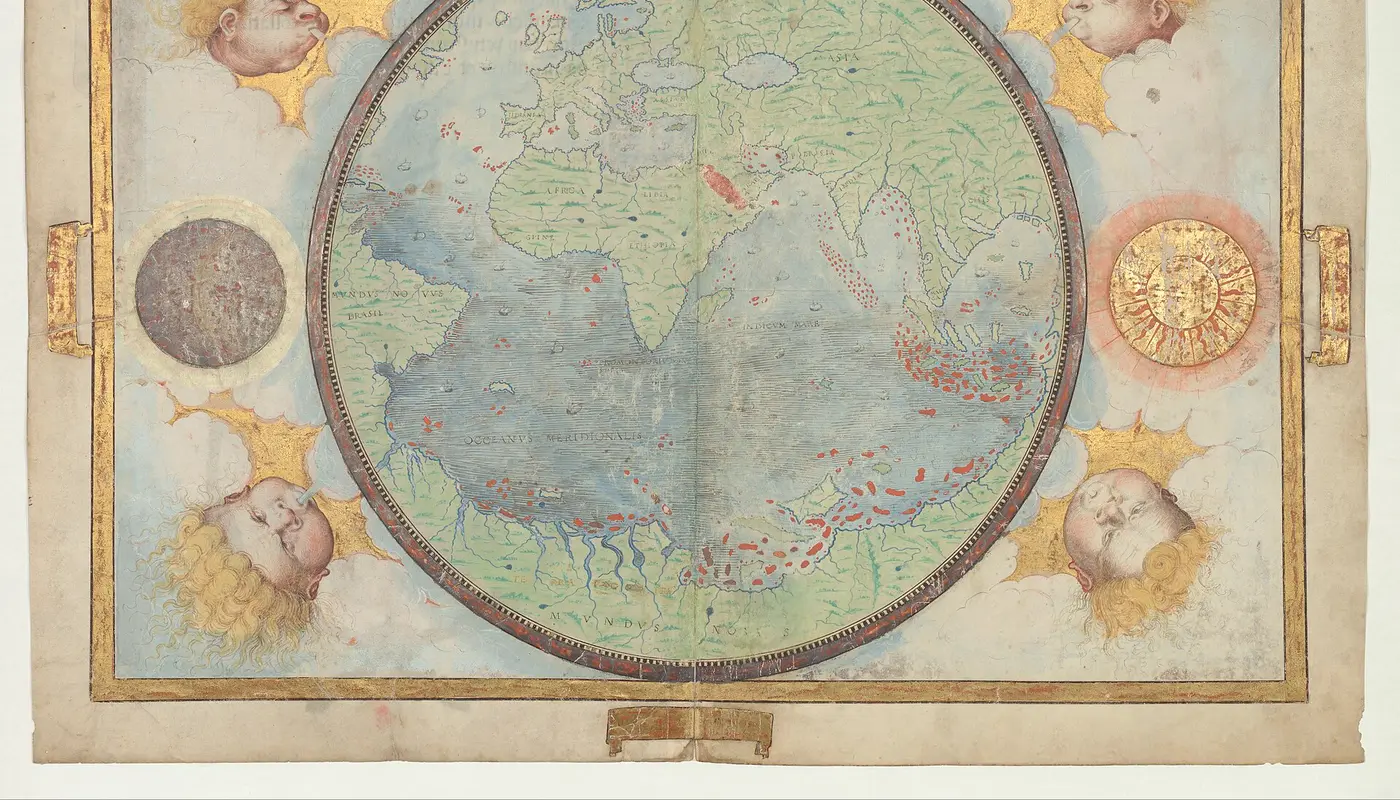 Atlas nautique du Monde, dit atlas Miller. 1, Atlas Miller   hémisphère portugais et page de titre   btv1b55002620g (1 o